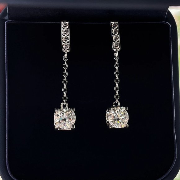 Certified 2ct. t.w. Moissanite Diamond Drop Earrings NEW A - Picture 8 of 14